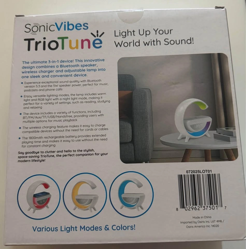 SonicVibes TrioTune 3-in-1 Speaker/Charger/Lamp - photo 3