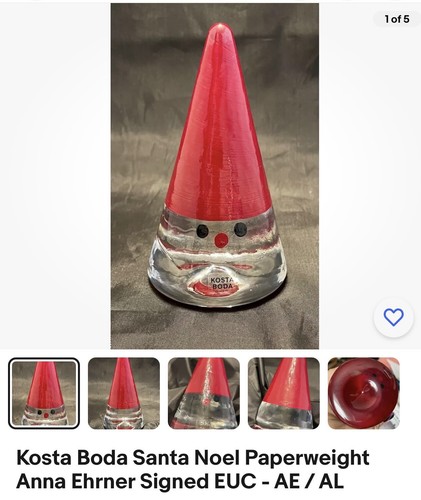 Kosta Boda Santa Noel Paperweight Anna Ehrner Signed - photo 3