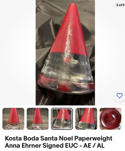 Kosta Boda Santa Noel Paperweight Anna Ehrner Signed - photo 4