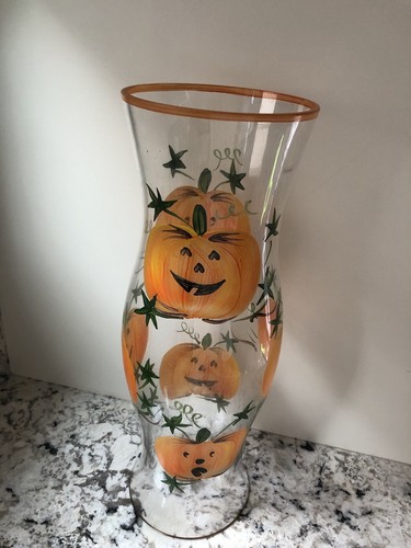 Halloween Pumpkin candle pillar glass
