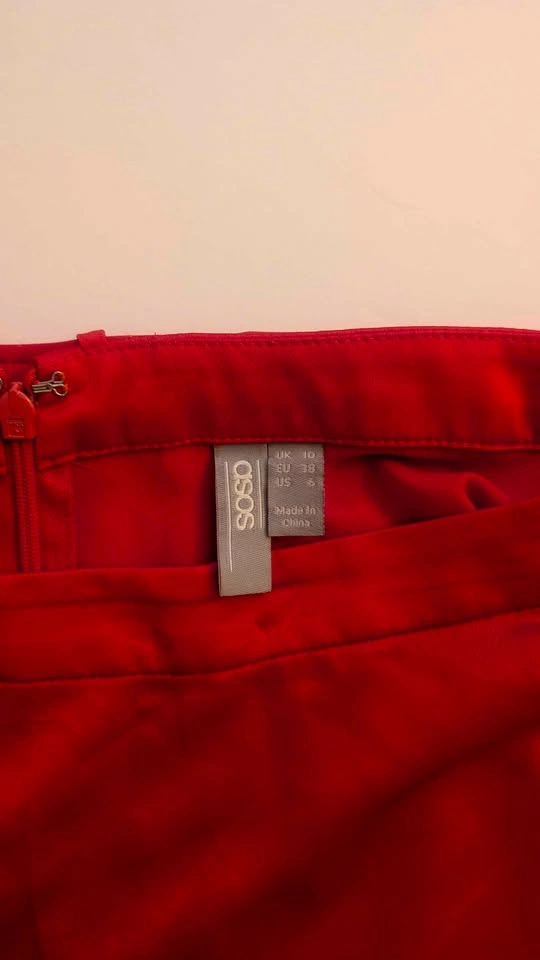 Red Satin ASOS A-Line Midi Skirt with Tie Waist - photo 5