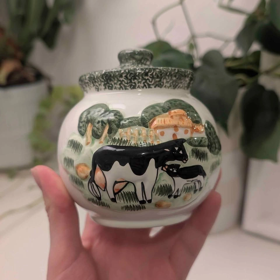 Sabre Ceramic Cow Sugar Bowl with Lid - photo 2