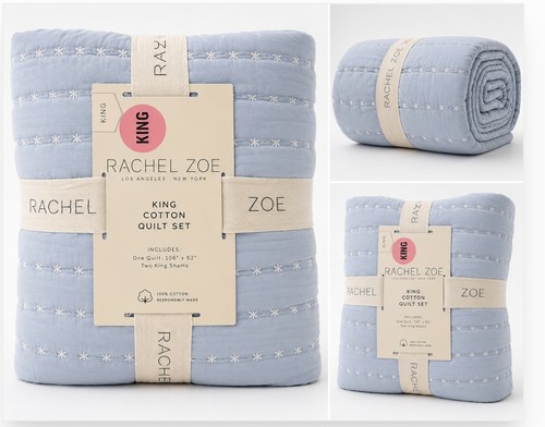 Rachel Zoe Cotton Stonewash Blue King Quilt 106”x92” - photo 2