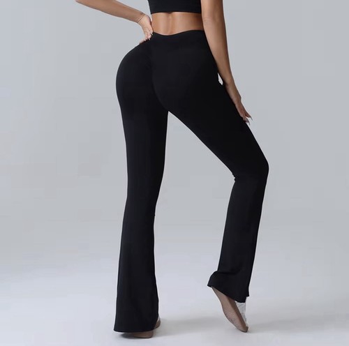 Women's Pink and Black Flared Pants Spandex Nylon Small New
