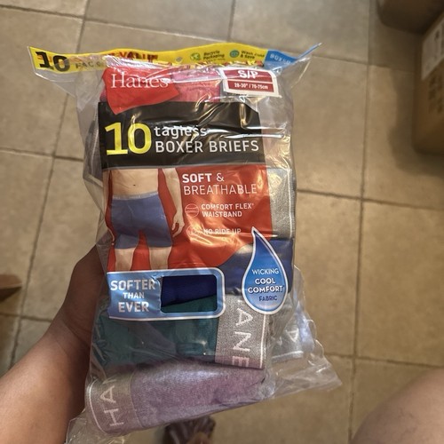 Hanes Tagless Breathable Boxer Briefs 10-Pack Cotton Blend