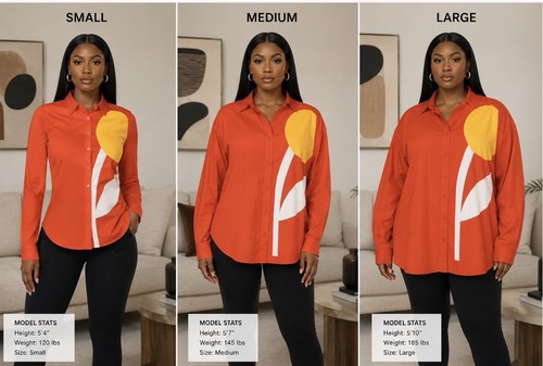 NByNancy Women's Orange Colorblock Button-Up Blouse