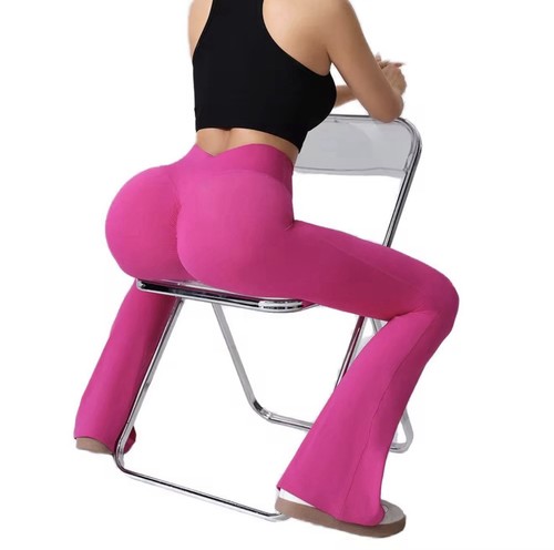 Women's Mint Green Pink Black Fuchsia White Flared Pants - photo 2