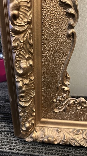 Antique Victorian Ornate Wood Gilt Frame & Picture 29”x 25” - photo 4