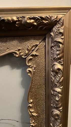 Antique Victorian Ornate Wood Gilt Frame & Picture 29”x 25” - photo 5