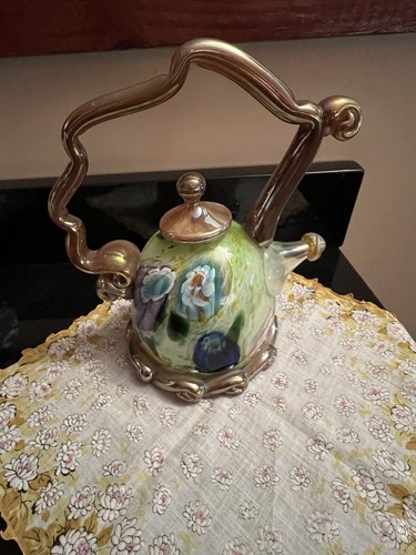 Signed Paul Allen Counts Studio Art Glass Blue/Gold Millefiori T - photo 5