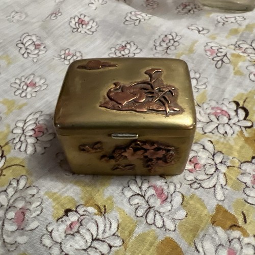 Antique Japanese Meiji mixed metal brass and copper Pill Snuff b