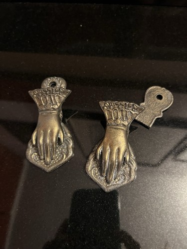 Vintage Antique Pair Figurative Hand Clip Paper Weights Decor