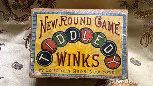 Antique 1890s McLoughlin Bros Tiddledy Winks Box Game