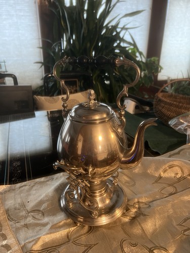 ANTIQUE TEA Tilting KETTLE Pot w/Warmer & Stand Victorian 1894 - photo 2