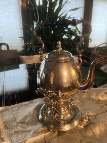 ANTIQUE TEA Tilting KETTLE Pot w/Warmer & Stand Victorian 1894 - photo 3