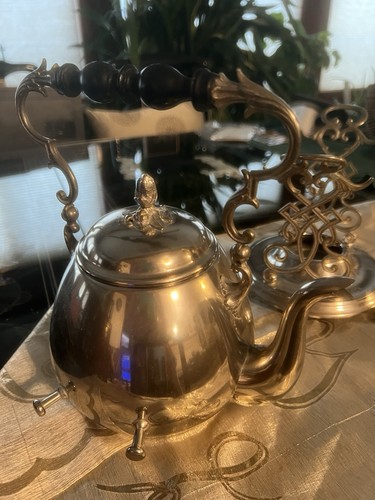 ANTIQUE TEA Tilting KETTLE Pot w/Warmer & Stand Victorian 1894 - photo 4