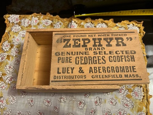Antique Zephyr Codfish Wooden Box 1910 Luey & Abercrombie - photo 4