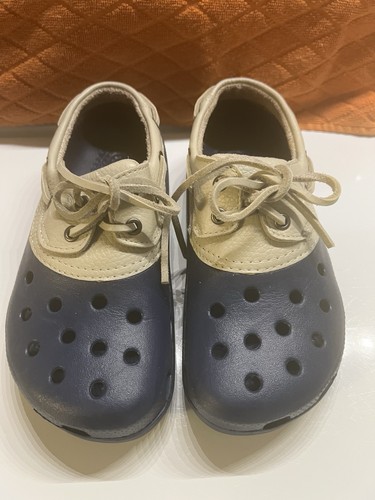 RARE Leather Blue Crocs Islander Pitcrew Sport Boat Shoe Unisex