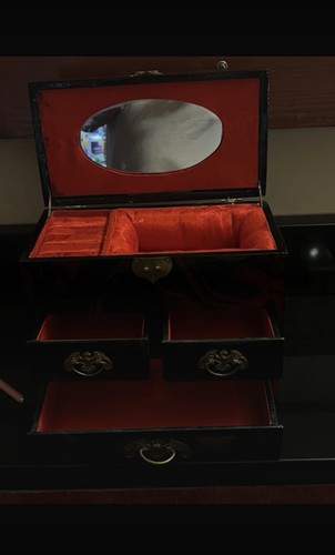 Vintage Chinese Japanese Rosewood Cork 3D Jewelry Box - photo 2