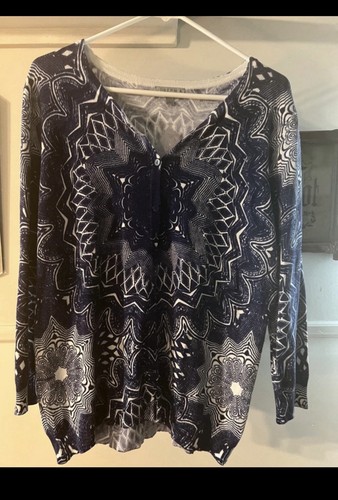 Joseph A. Cardigan Size L NWT Black Medallion Geometric - photo 2