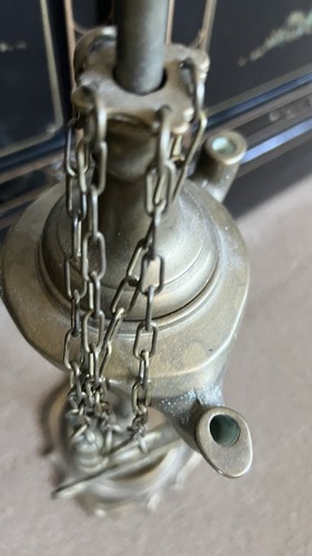 Antique 19th Century Italian Brass Whale Ship Oil Lamp - photo 3