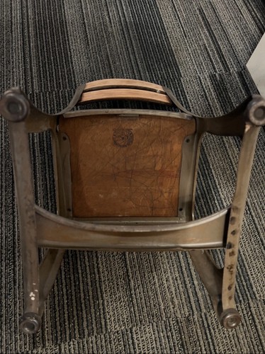 Vintage Elementary School Chair, wood seat and backrest, metal f - photo 5