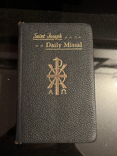 Vintage LEATHER Cover Saint Joseph Daily Missal 1956