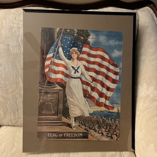 Antique 1918 Edward George Renesch Flag of Freedom Poster