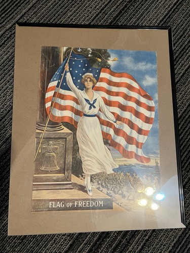 Antique 1918 Edward George Renesch Flag of Freedom Poster - photo 2