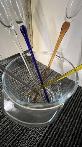 6 Hand Blown Colorful Crystal Champagne Flutes with Ice Vase - photo 4