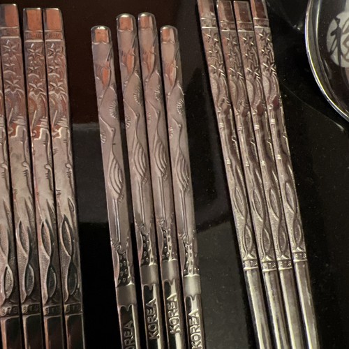 Lot 18 Pc Stainless Steel Chopsticks & 2 Serving Spoons - photo 4