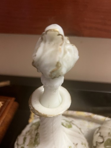 Antique Dithridge Milk Glass Apothecary Vanity Barber Bottle - photo 2