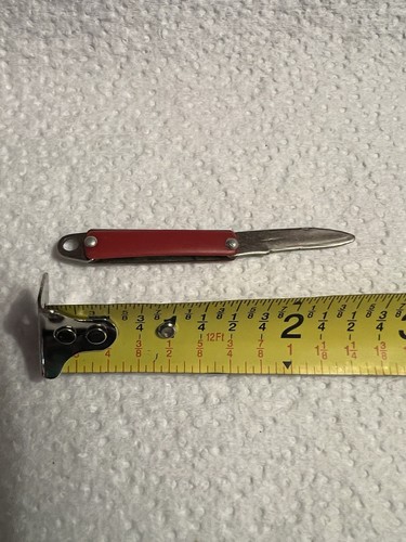 Vtg Folding Pocket Knife Red Plastic Metal Hong Kong Gumball