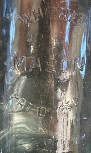 NICE AQUA COLORED WHITNEY MASON PAT'D 1858 JAR W/LID