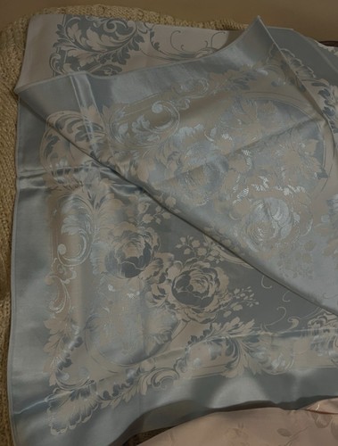 Lovely Vintage ROSE & BLUE Floral Tablecloth w/ Napkins UNUSED - photo 5