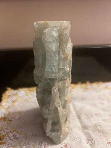 Vintage 1940-50 Fluorite Hand Carved Crystal Vase Sculpture - photo 2