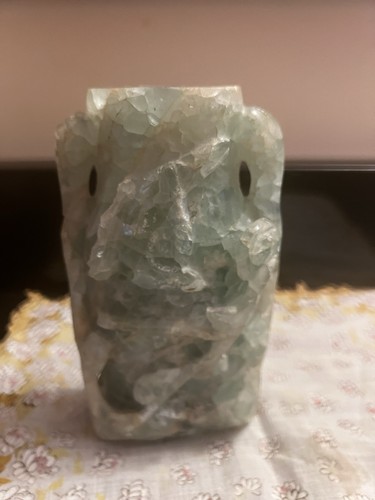 Vintage 1940-50 Fluorite Hand Carved Crystal Vase Sculpture - photo 3