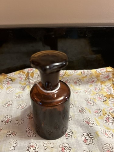 Vintage Amber Glass Apothecary Bottle Ground Stopper T.C.W. Co U - photo 3