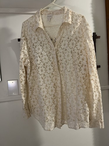 Women's XL Chico’s Cream Lace Top, light Jacket