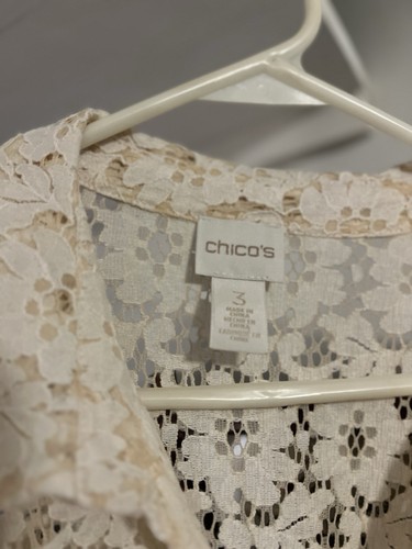 Women's XL Chico’s Cream Lace Top, light Jacket - photo 4