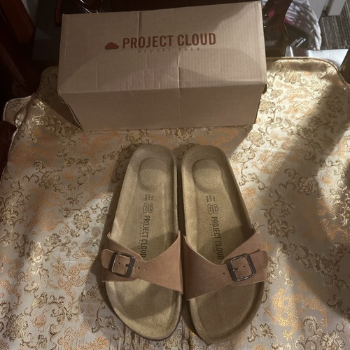 Project Cloud Women’s Tan Slide Sandals Sz 8 Adjustable