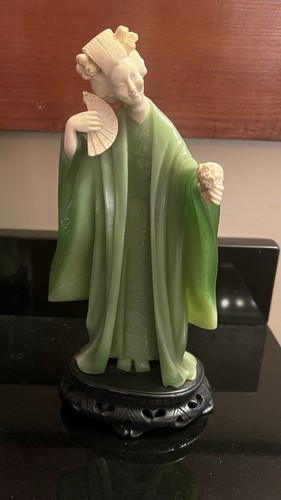Wony Italy Faux Jade Geisha Asian Woman Ivorite Figurine