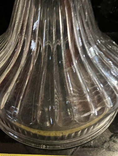2 Antique Clear Etched Matching Glass Oil Lamp Pedestal Base - photo 4