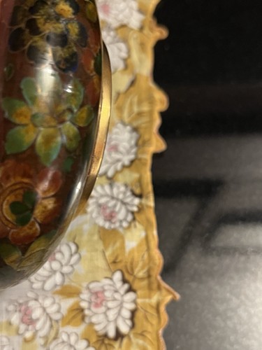 Vintage Cloisonné Brass Ashtray Floral Enamel 4” - photo 4