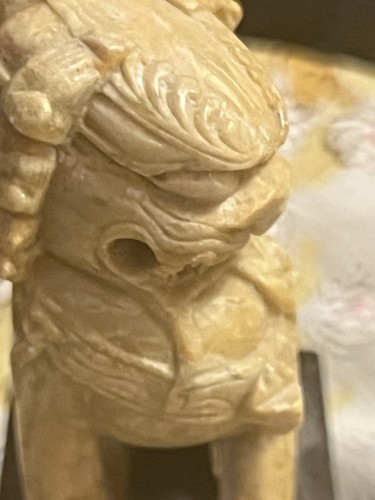 Vtg Pair of Chinese Hand Carved Soapstone Foo Dog Statues - photo 5