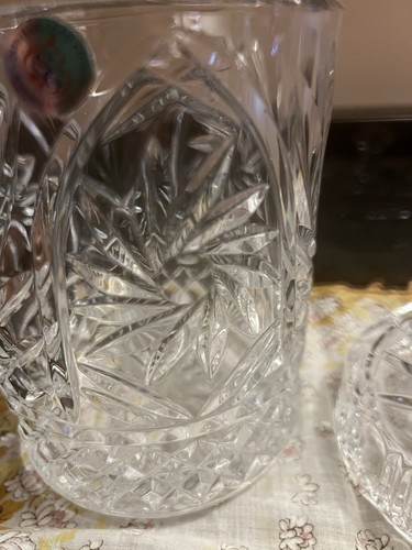 Vintage St. George Crystal Glass Lidded Pinwheel Biscuit Jar - photo 3