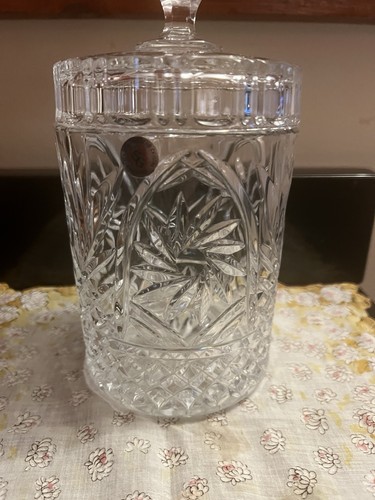 Vintage St. George Crystal Glass Lidded Pinwheel Biscuit Jar - photo 5