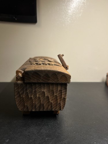 OOAK Hand Carved Wooden Box Rustic Folk Art Primitive Storage Ch - photo 5