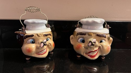 Vintage Tilso Chef Bee Fly On Nose Creamer & Sugar Set