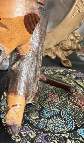 Vintage Hand Carved All Wood 3 Headed Pipe Folk Art - photo 4